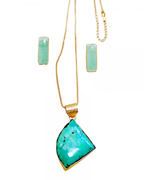 Faceted Turquoise Pendant Set