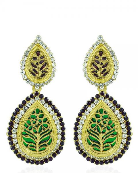 Bo'Bell Rajasthani Fusion Thewa Designer Earring