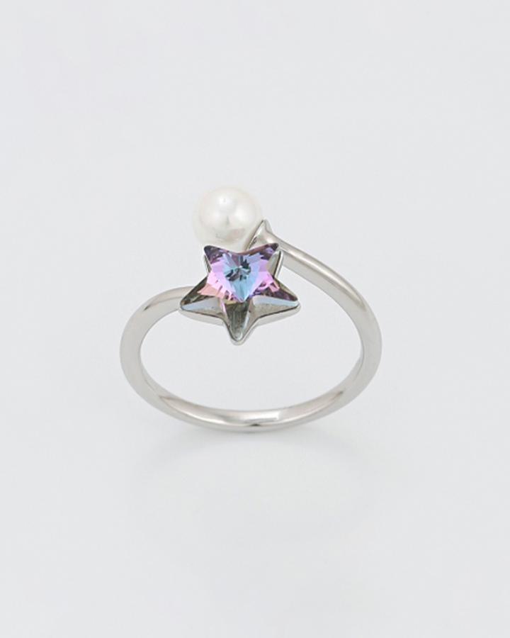 Star & Pearl Adjustable Ring