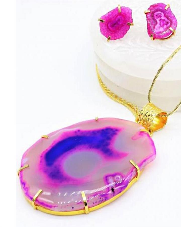 Pink Galaxy Pendant Set