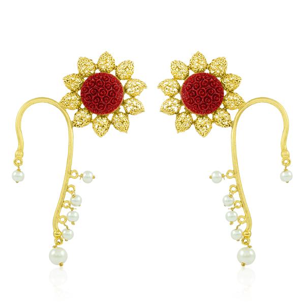 Bo'Bell Stylish Crafted Krishan Pankh Ear Cuff/MAROON