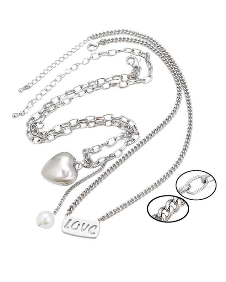 Spread Love Stainless Steel Dual Strand Necklace