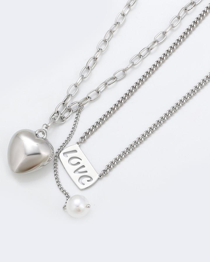 Spread Love Stainless Steel Dual Strand Necklace
