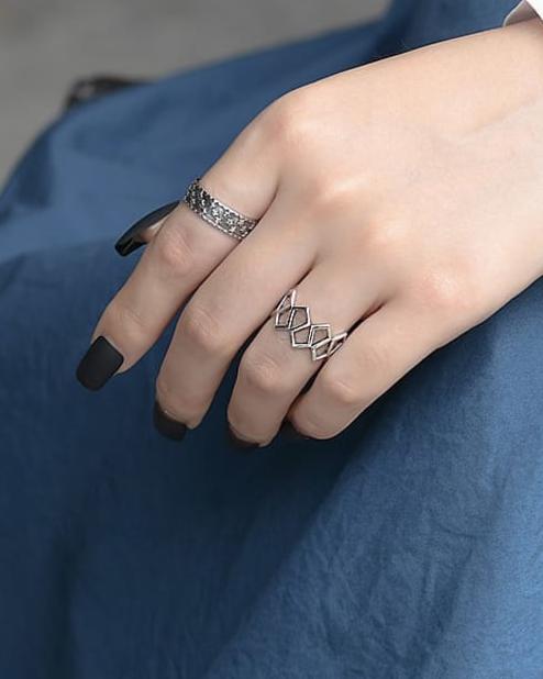 Geometric Sterling Silver Ring