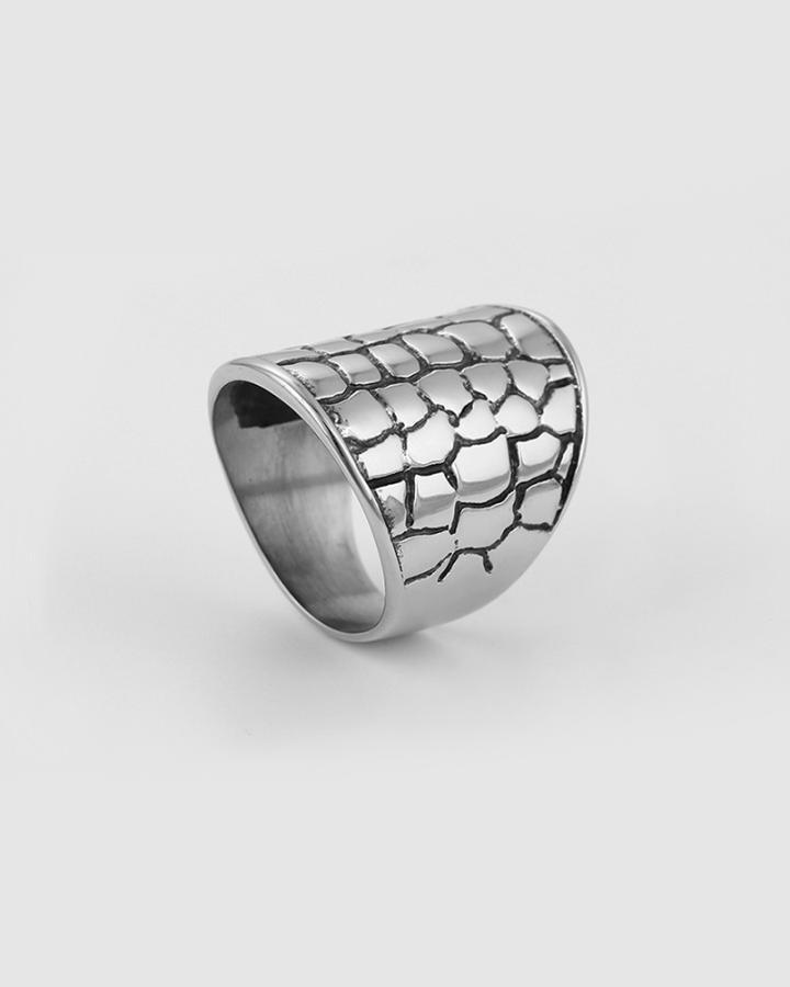 Small Bubbles pattern Stainless Steel Unisex Black Gun Color Ring 