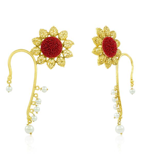 Bo'Bell Stylish Crafted Krishan Pankh Ear Cuff/MAROON