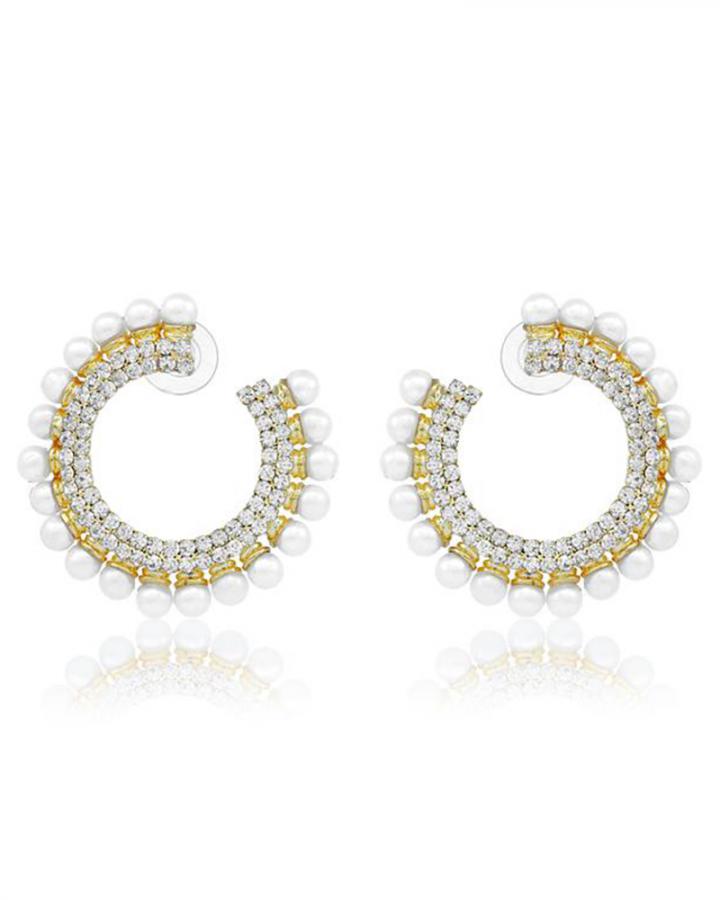 Bo'Bell Elegant Beauty Flirty AD Hoop Earring/WHITE