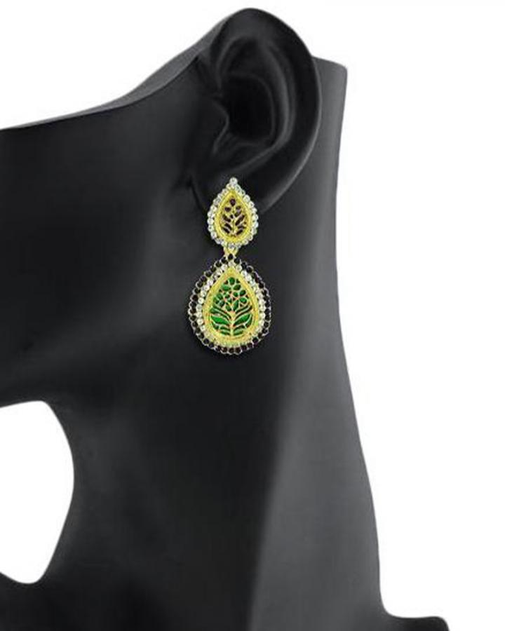 Bo'Bell Rajasthani Fusion Thewa Designer Earring/MULTI