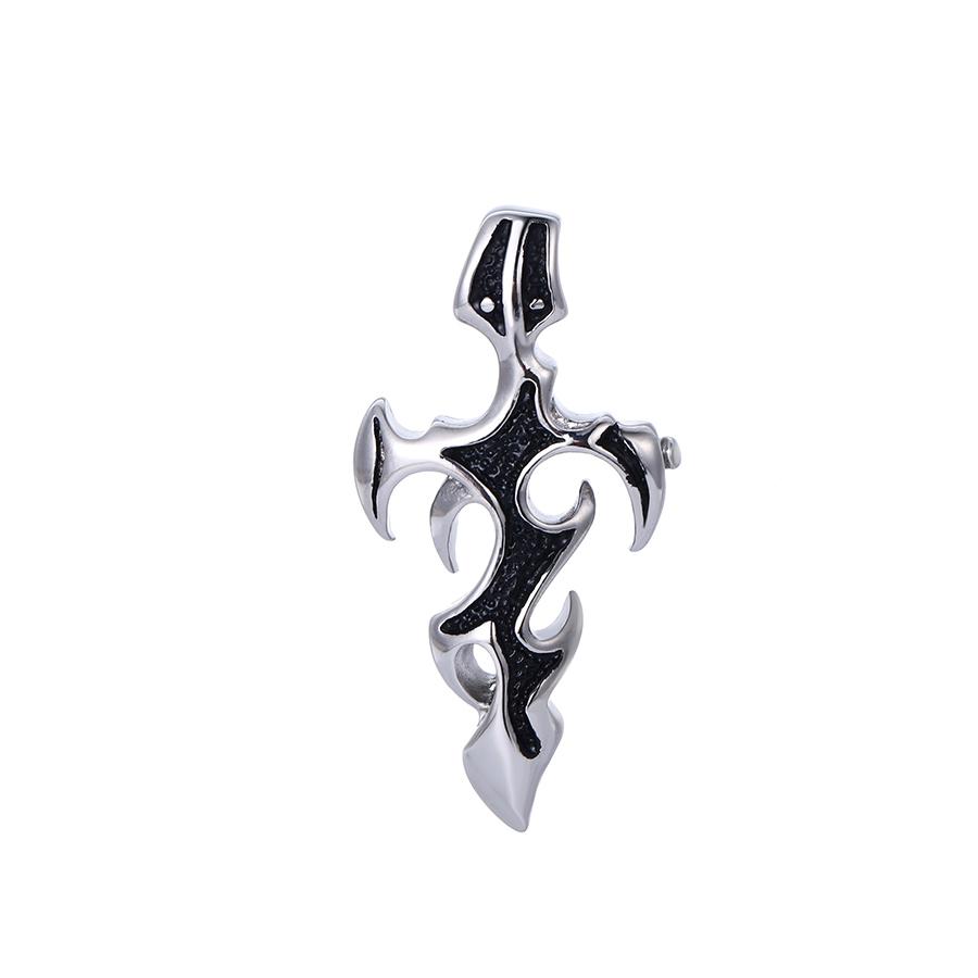 Bo'Bell Stainless Steel Cross Two-Toned Men's Necklace/BLACK