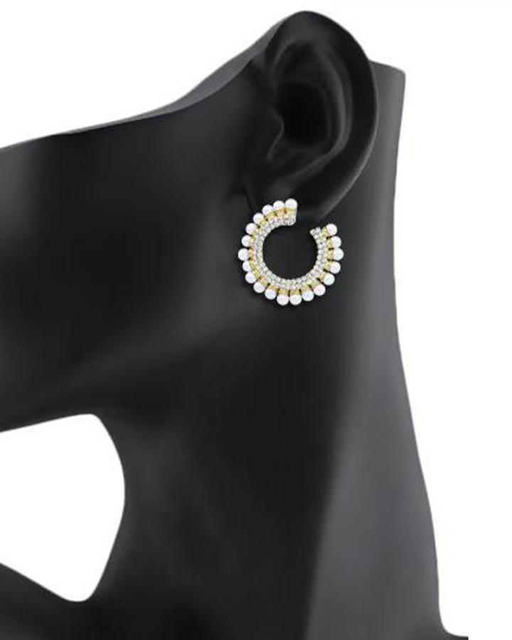 Bo'Bell Elegant Beauty Flirty AD Hoop Earring/WHITE