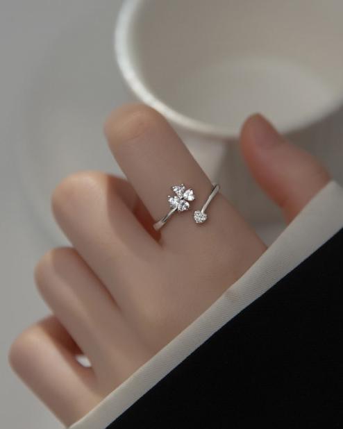 Spring Heart Adjustable Sterling Silver Ring