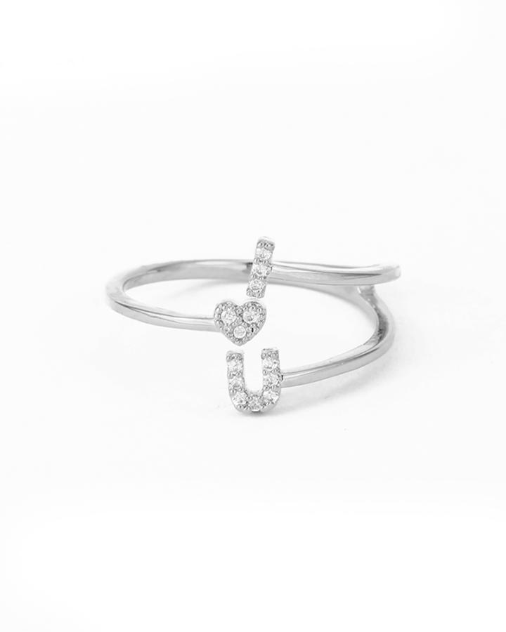 I love you CZ Stainless Steel Ring 