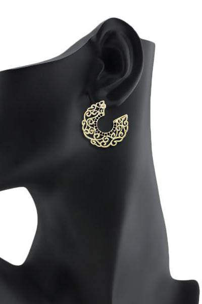 Bo'Bell Stylish Crafted Bend Antique Indian Earring/BLACK