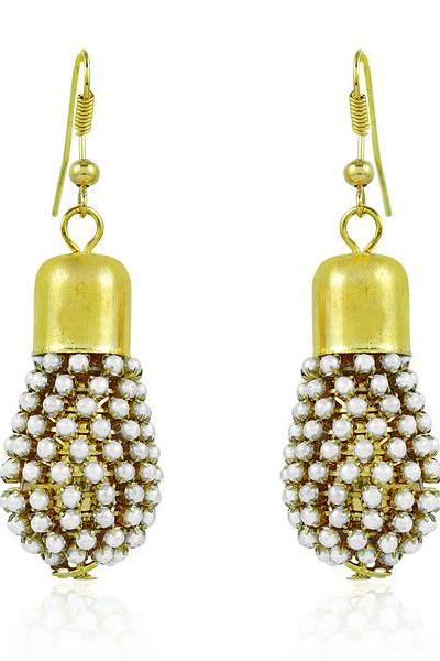 Bo'Bell Funky Fashionable  Indian Traditional Earring/WHITE