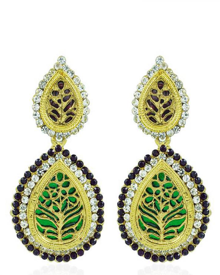 Bo'Bell Rajasthani Fusion Thewa Designer Earring/MULTI