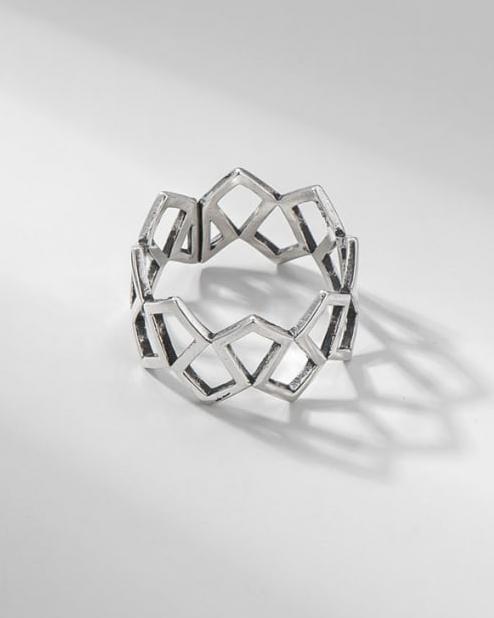 Geometric Sterling Silver Ring