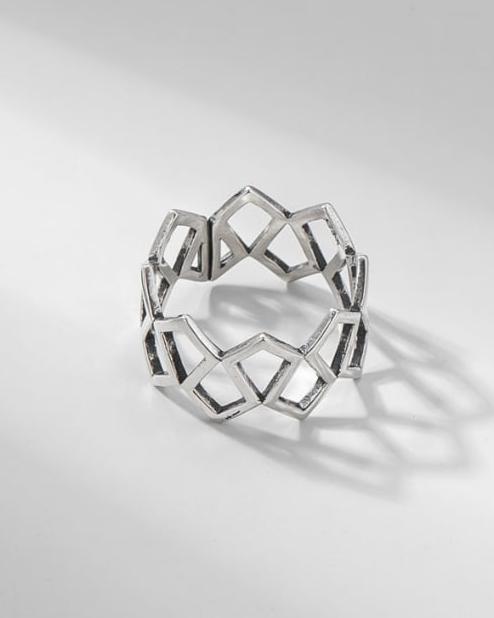 Geometric Sterling Silver Ring