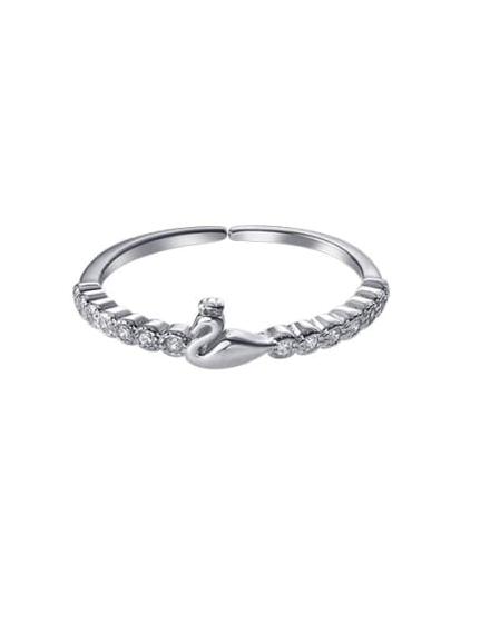 Swan Sterling SIlver Adjustable Ring