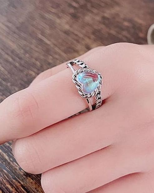 Cloudy Heart Sterling Silver Adjustable Ring