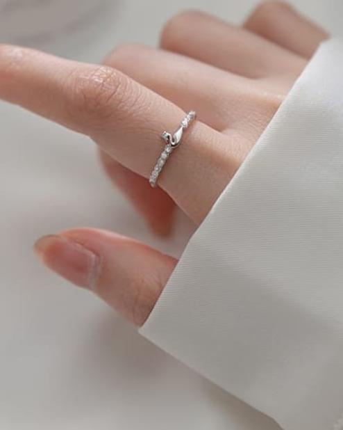 Swan Sterling SIlver Adjustable Ring