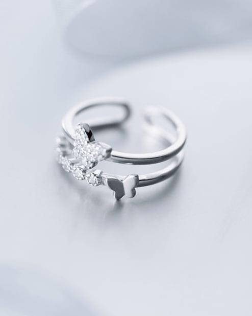 Ava Butterfly Sterling Silver Adjustable Ring