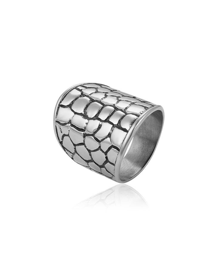 Small Bubbles pattern Stainless Steel Unisex Black Gun Color Ring 