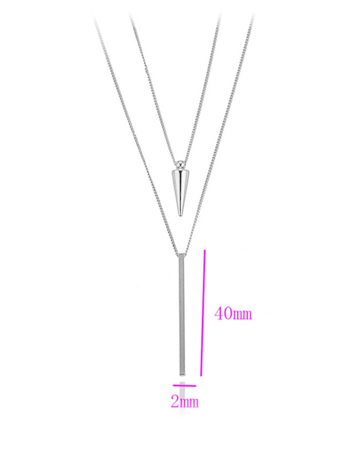 Steel Drop Pendulum Double Strand Necklace
