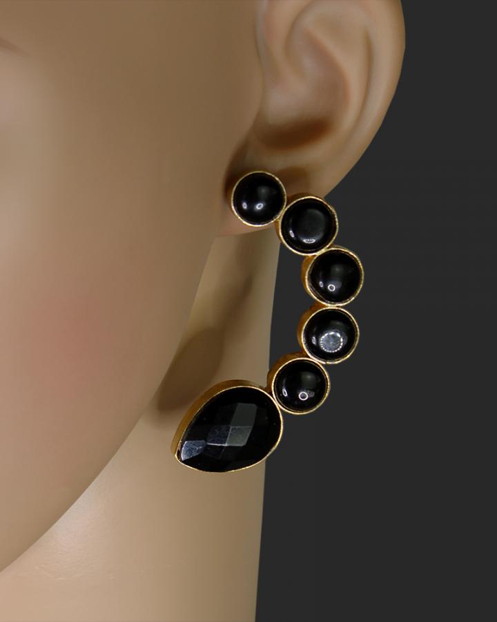 Crescent Dot Earring