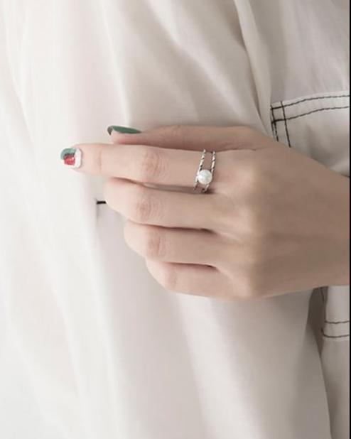 Spiral Pearl Sterling Silver Adjustable Ring