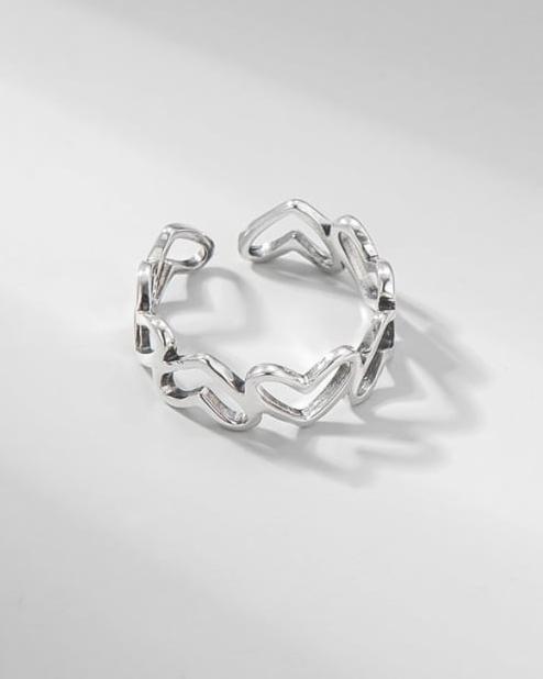 Chain of Heart Sterling Silver Adjustable Ring