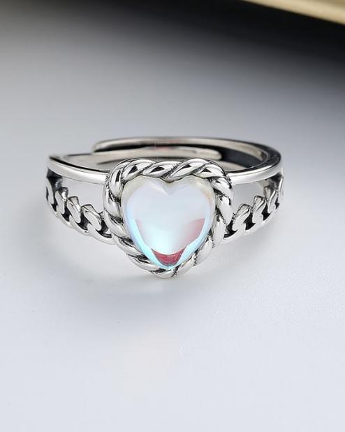Cloudy Heart Sterling Silver Adjustable Ring