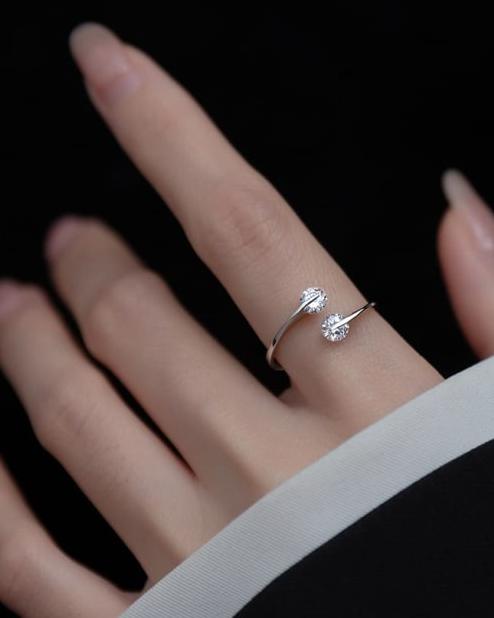 Diamond Wheel Sterling Silver Adjustable Ring