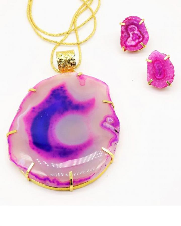 Pink Galaxy Pendant Set