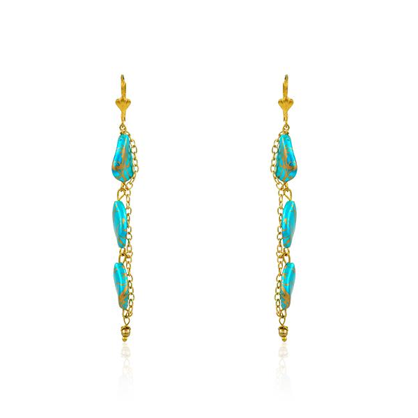 Bo'Bell Aqua Blue Indo-Western Beads Tribal Mixy Necklace Set/AQUABLUE