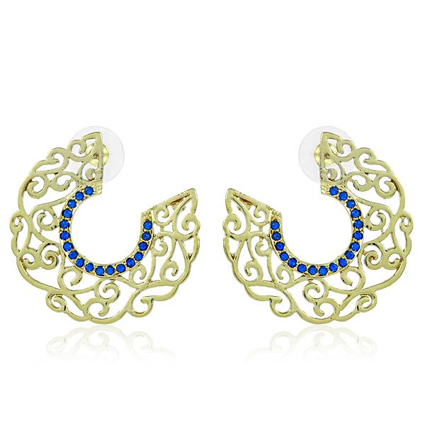 Bo'Bell Stylish Crafted Bend Antique Indian Earring/BLUE