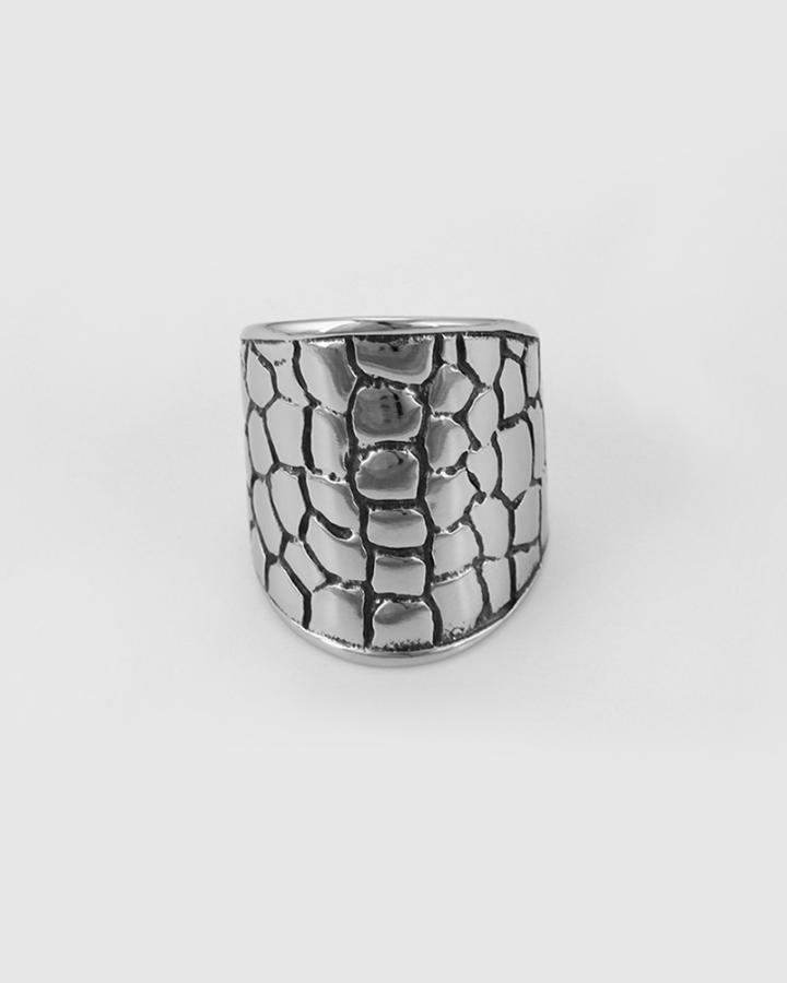 Small Bubbles pattern Stainless Steel Unisex Black Gun Color Ring 