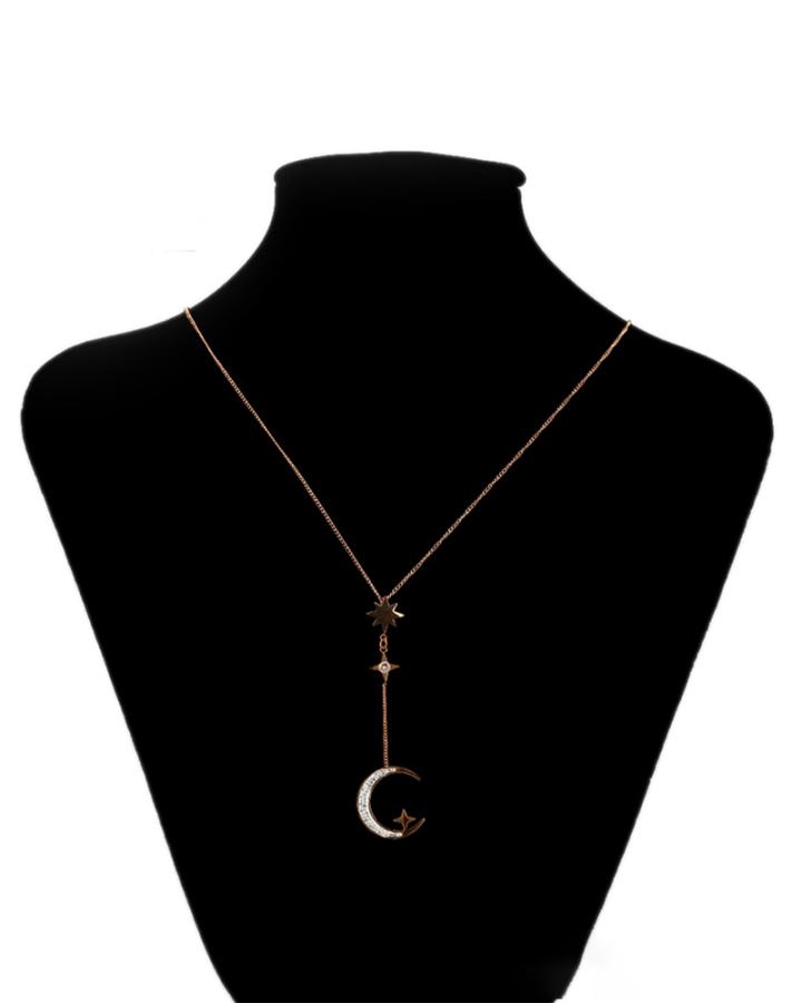 Moon Sparkle CZ Diamond Necklace