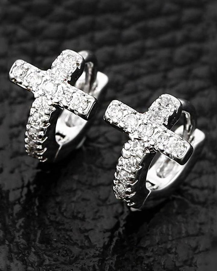 Starlit Cross Hoops