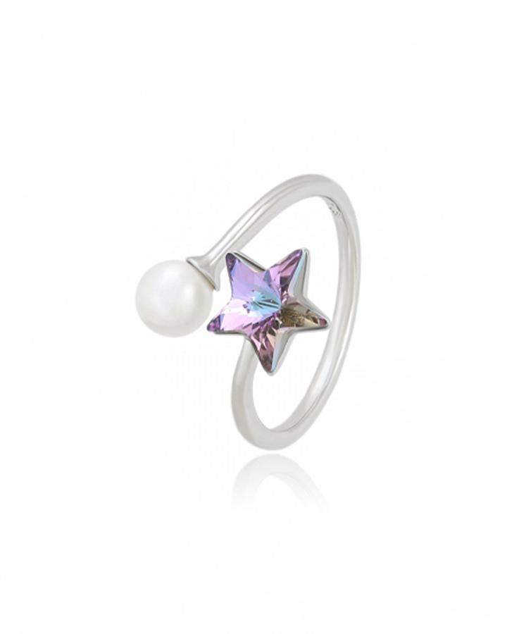 Star & Pearl Adjustable Ring