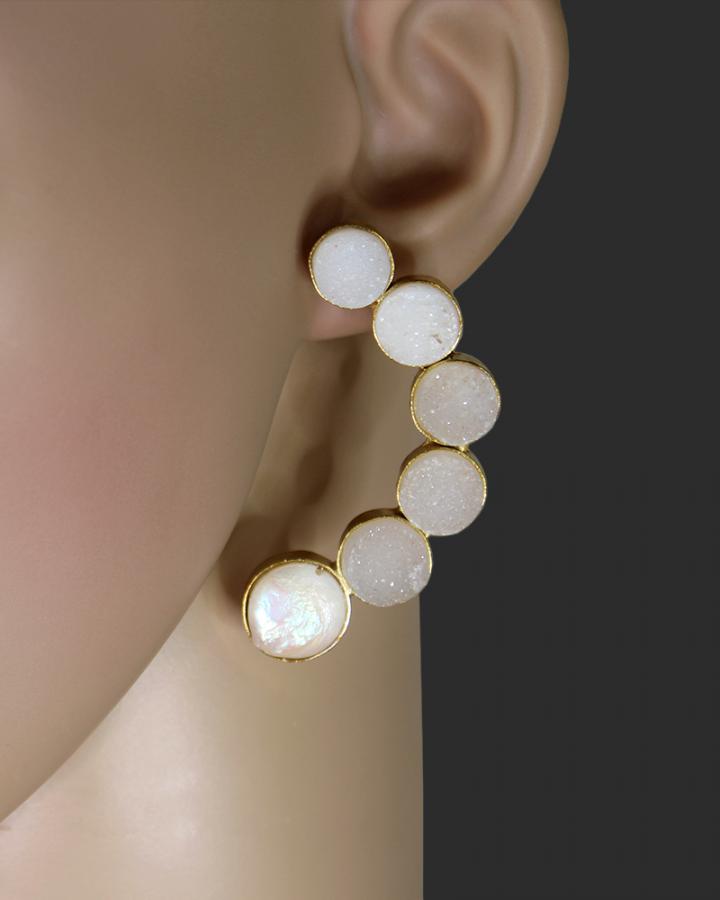 Crescent Dot Earring