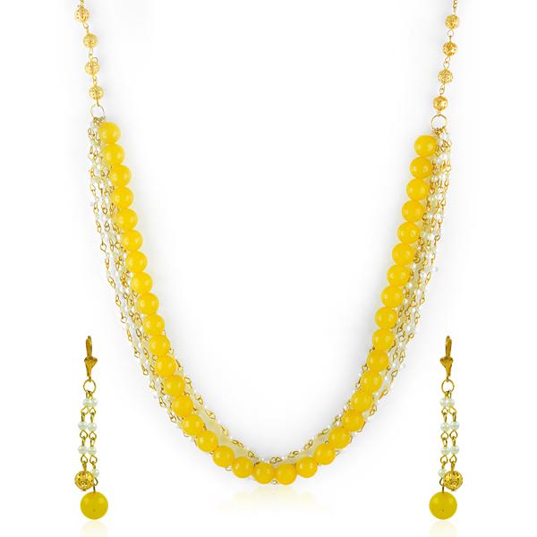 Bo'Bell Lemon Yellow Fashion Beads Fusion Western Necklace/YELLOW