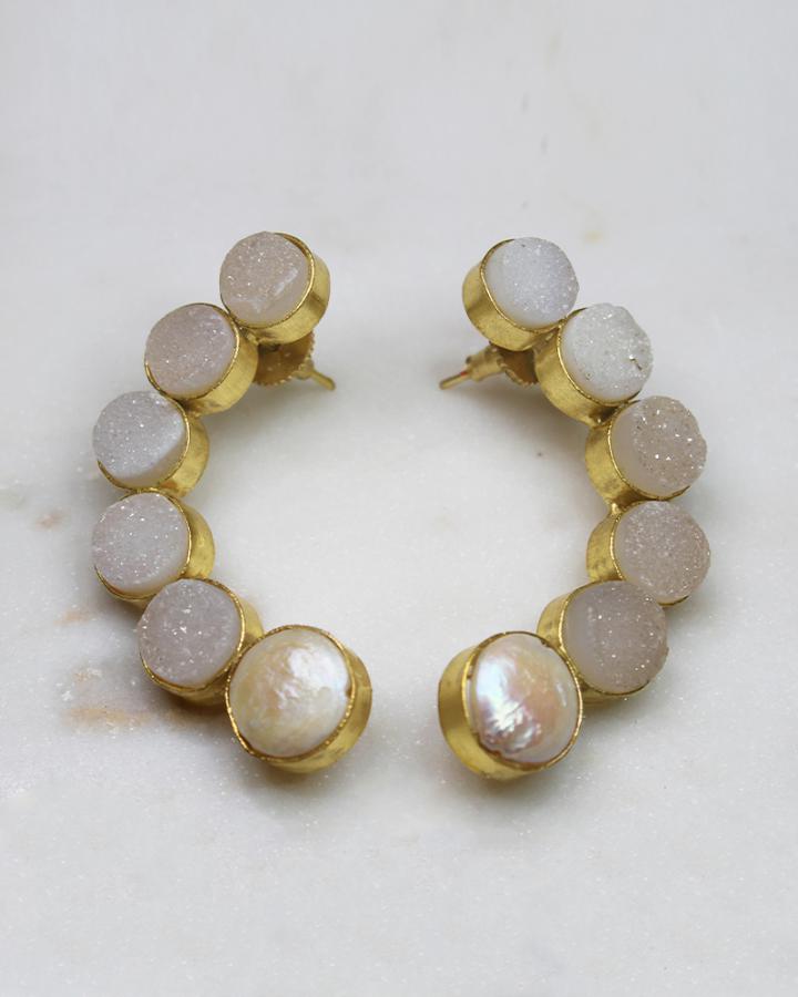 Crescent Dot Earring