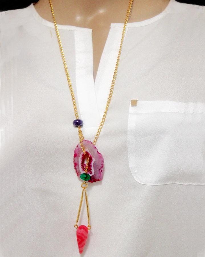 Zinnia Bloom Pendant Neckpiece