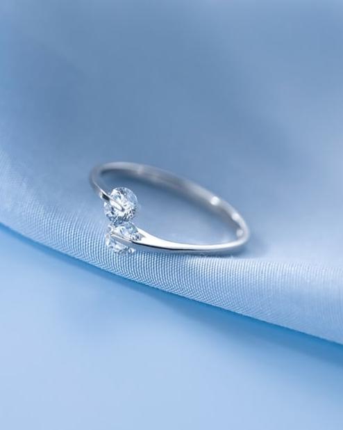Diamond Wheel Sterling Silver Adjustable Ring