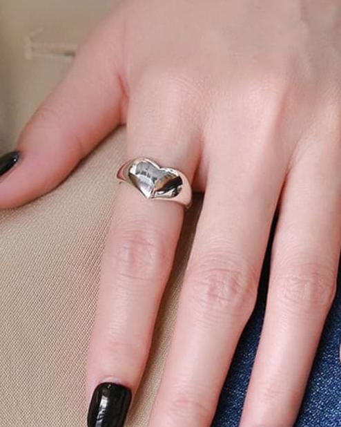 Shiney Heart Sterling Silver Ring