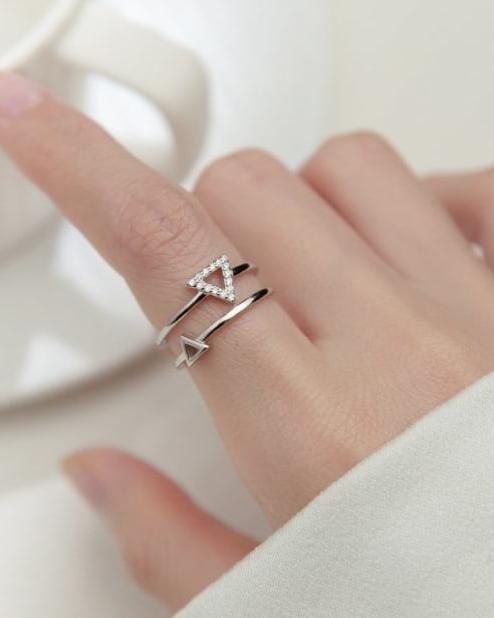 Cosmo Triangle Sterling Silver Ring