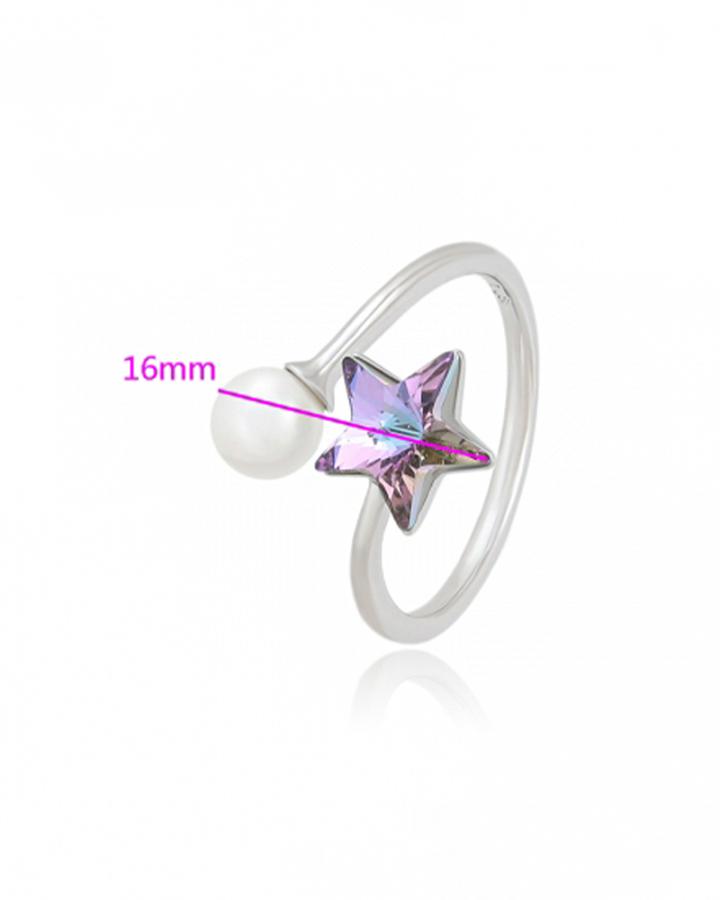 Star & Pearl Adjustable Ring