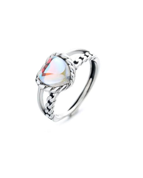 Cloudy Heart Sterling Silver Adjustable Ring