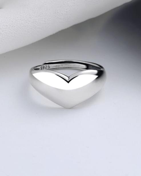 Shiney Heart Sterling Silver Ring